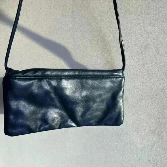 Vintage Y2K Inspired Party Stylish Navy Blue Faux Leather Shoulder Bag Purse - Picture 6 of 16